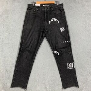 Second/Layer X Mad University Jeans Men's Medium M Black Distressed Grunge